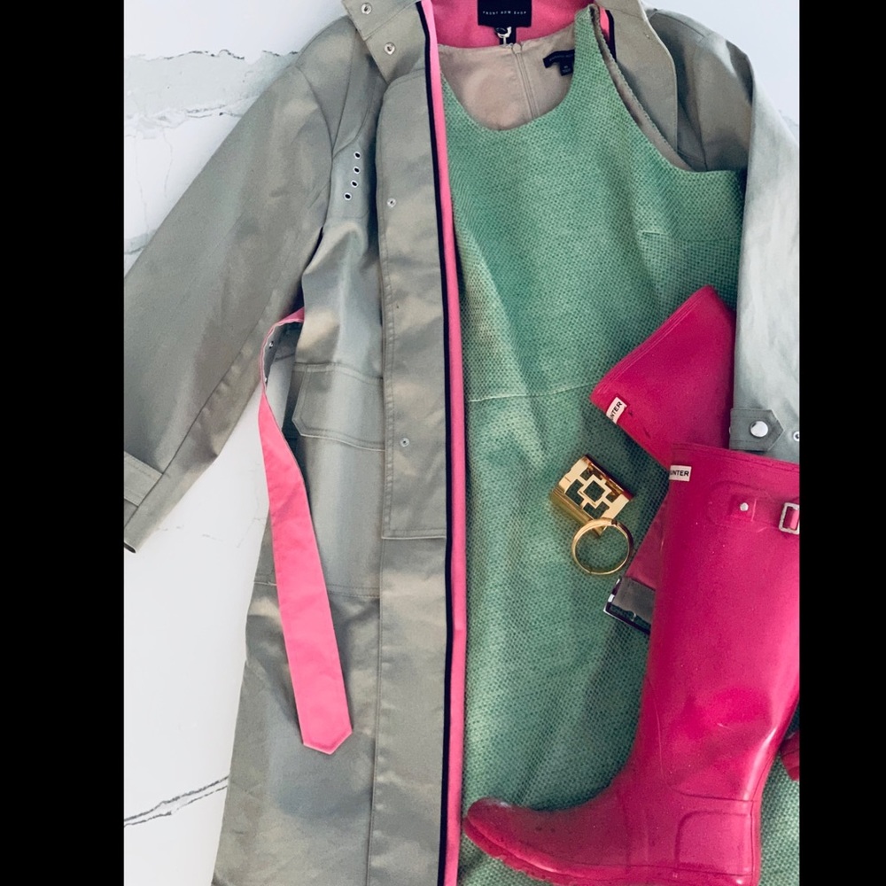 Front Row Shop Khaki/Pink Trench Coat Women M NWT - Picture 3 of 8